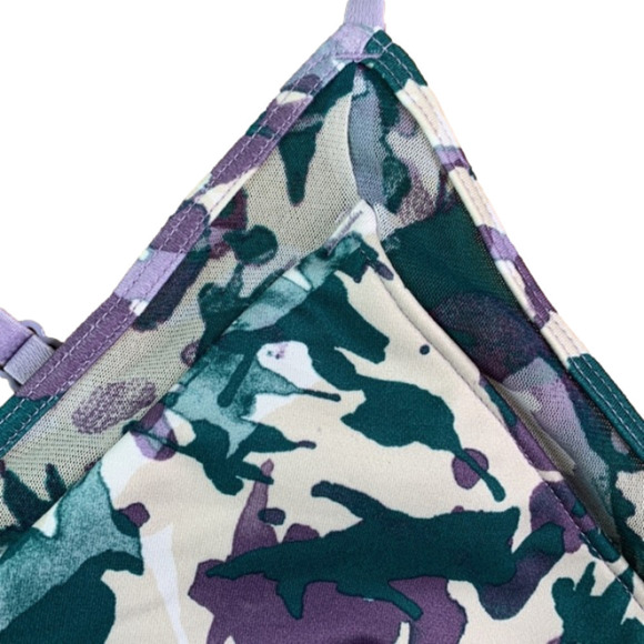 Joylab Women's Purple Green Printed Mesh Trim Light Support Sports Bra Size XL - Picture 9 of 10